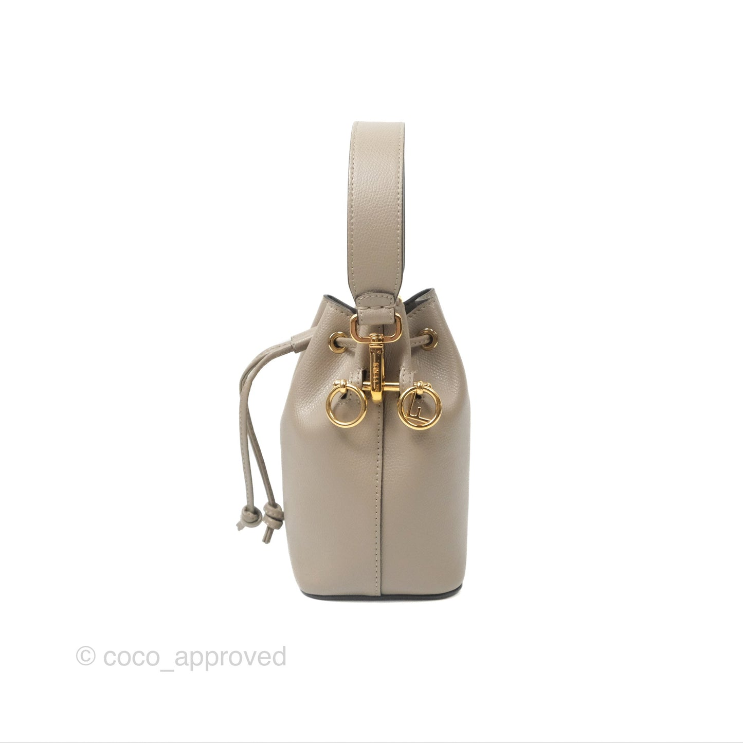 Fendi Mini Mon Tresor Bucket Bag Tortora Grained Calfskin
