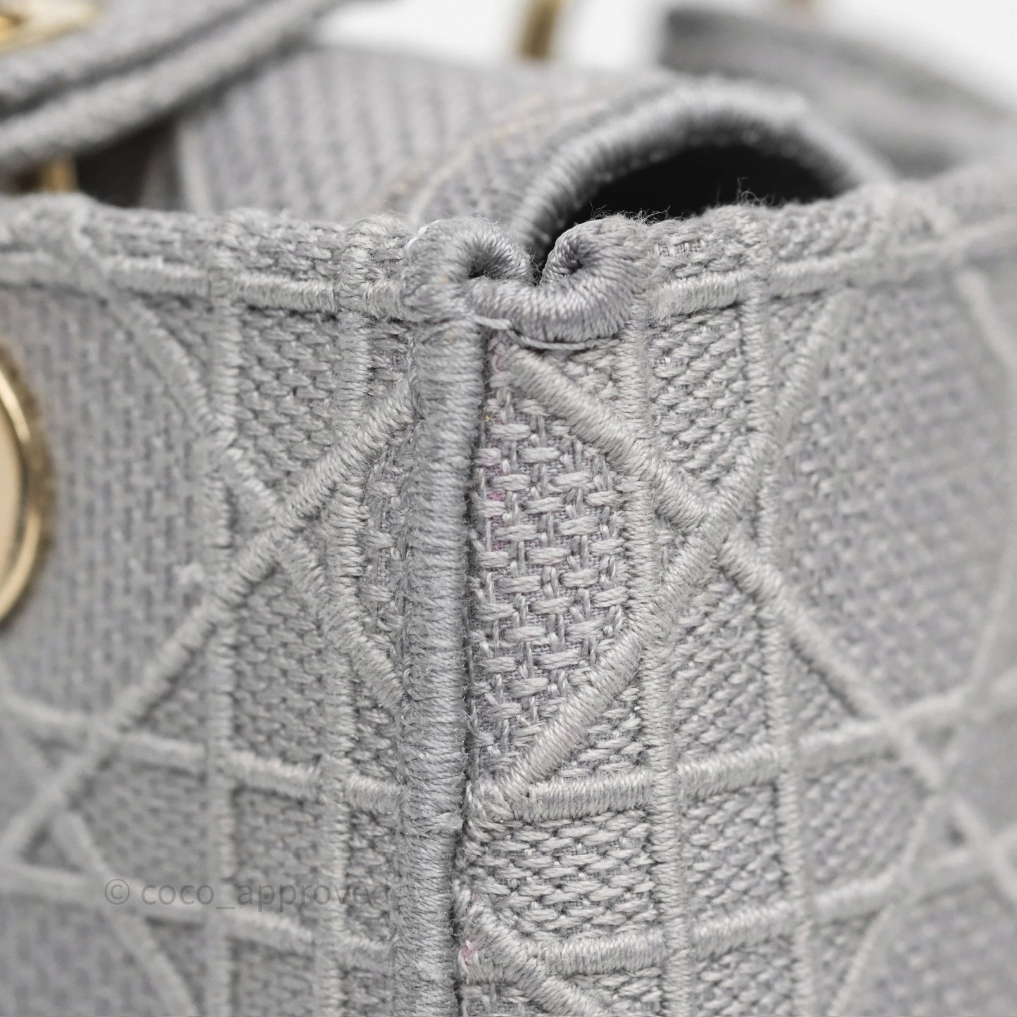 Dior Medium Lady D-Lite Bag Gray Cannage Embroidery Gold Hardware