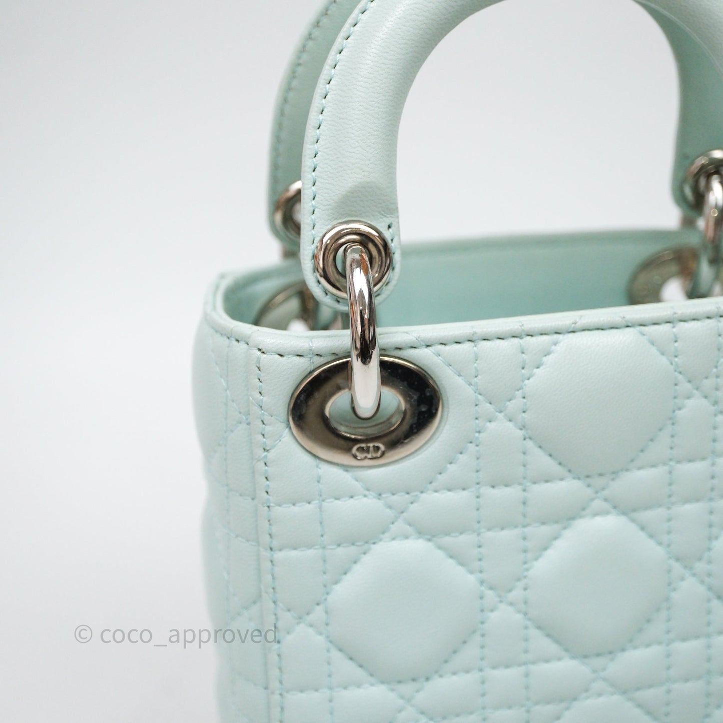 Christian Dior Mirco Lady Dior Cannage Calfskin Light Green Matte