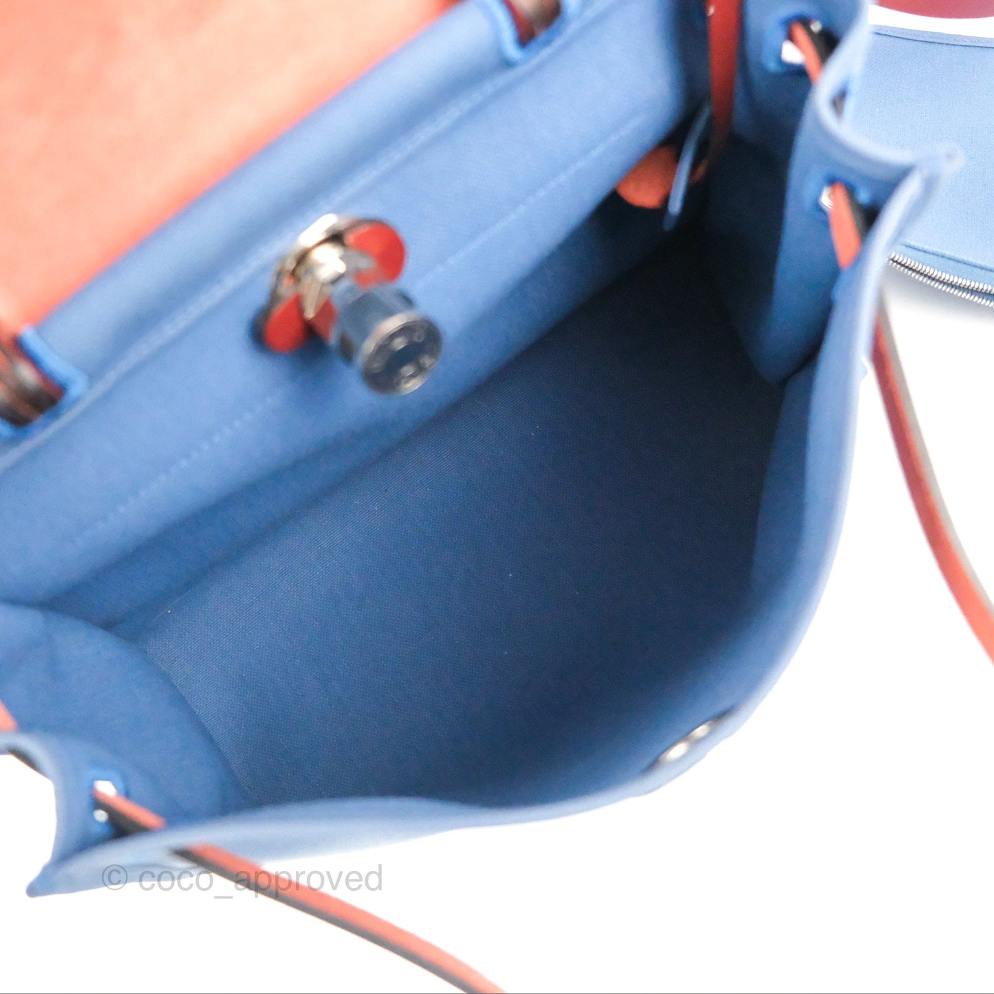 Hermès Herbag Zip 31 Rouge H/Bleu Agate Canvas Palladium Hardware