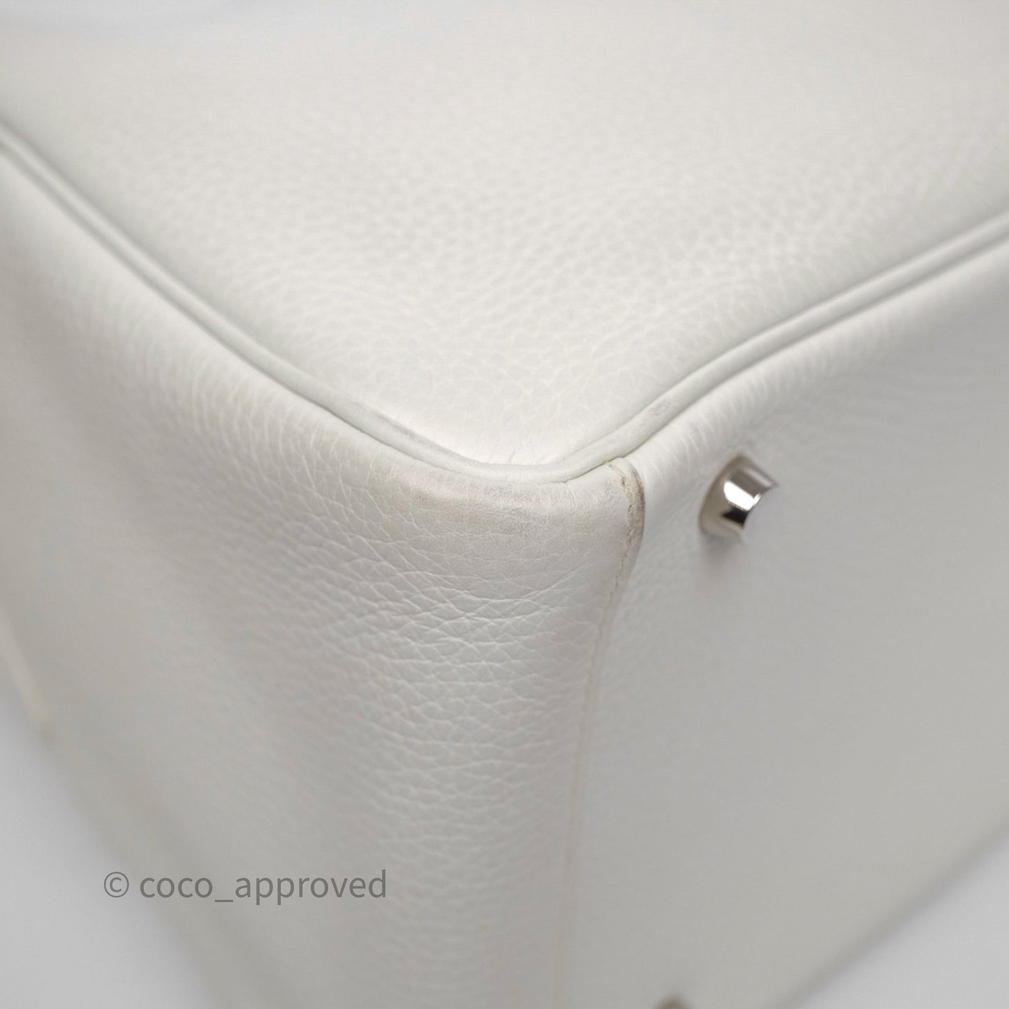 Hermès Lindy 30 White Clemence Palladium Hardware