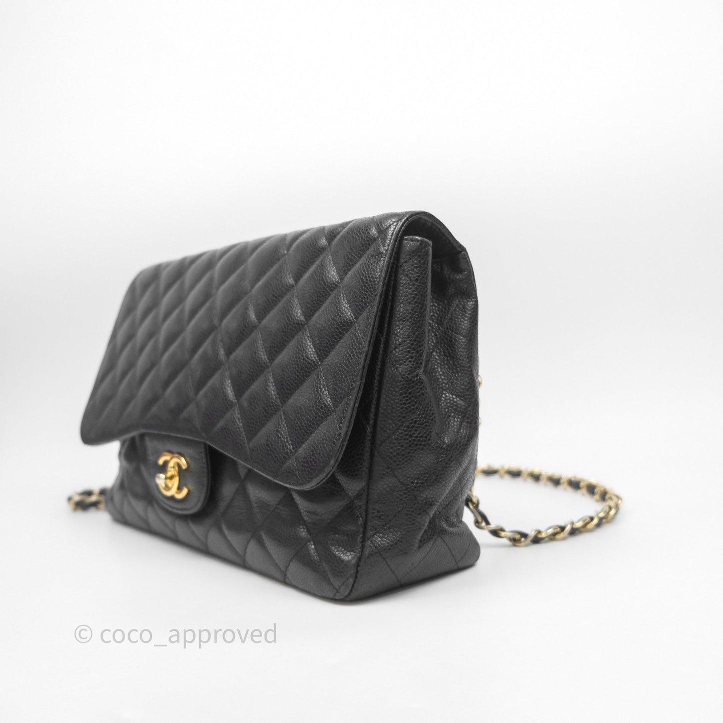 Chanel Jumbo Single Flap Black Caviar Gold Hardware⁣⁣
