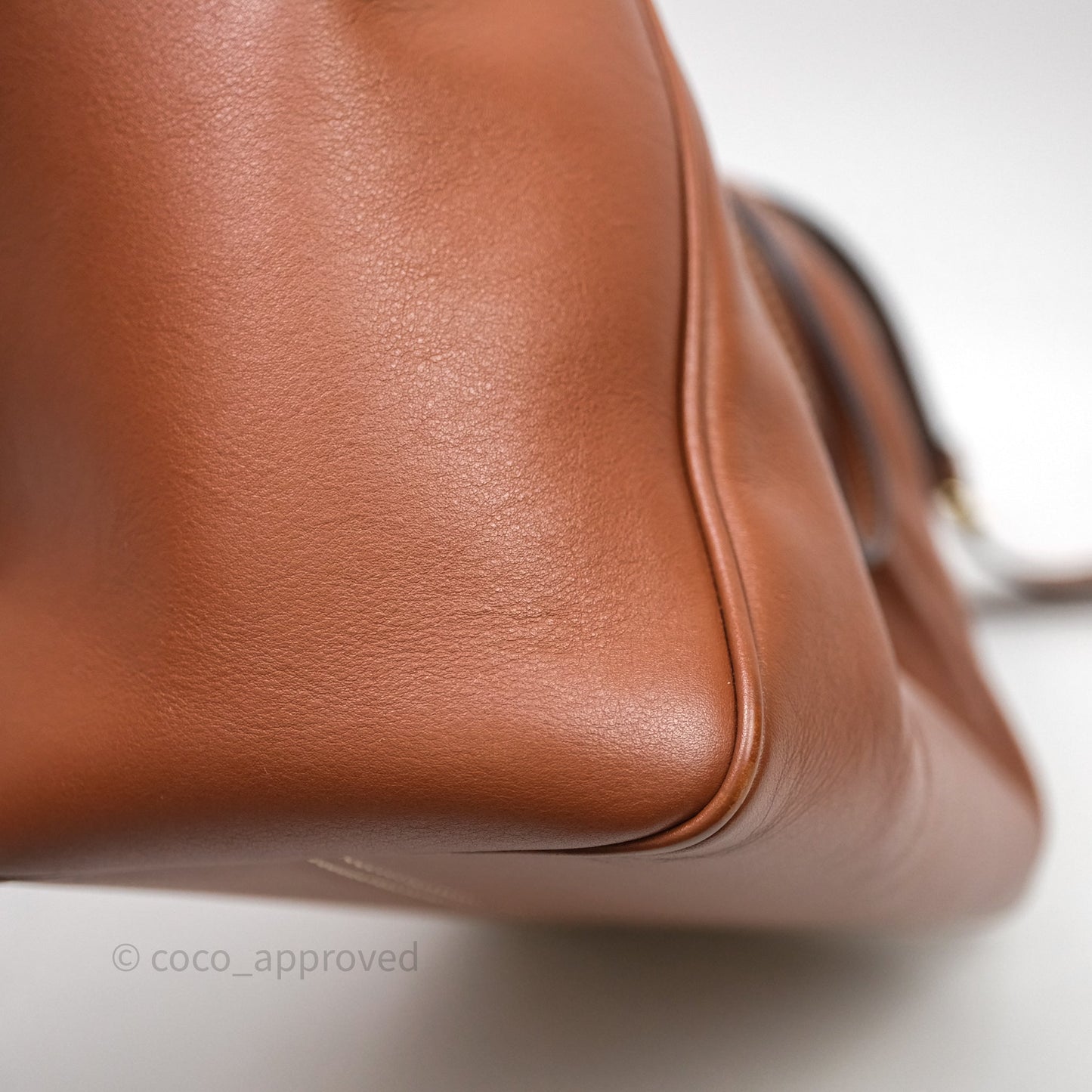 Celine Drawstring Cabas Tote Bag Triomphe in Grained Calfskin Tan