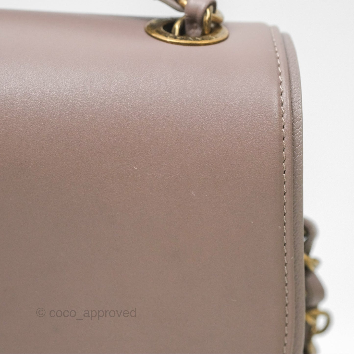 Chanel Coco Curve Flap Burnished Lilac Grey Calfskin Goatskin Antique Gold Hardware