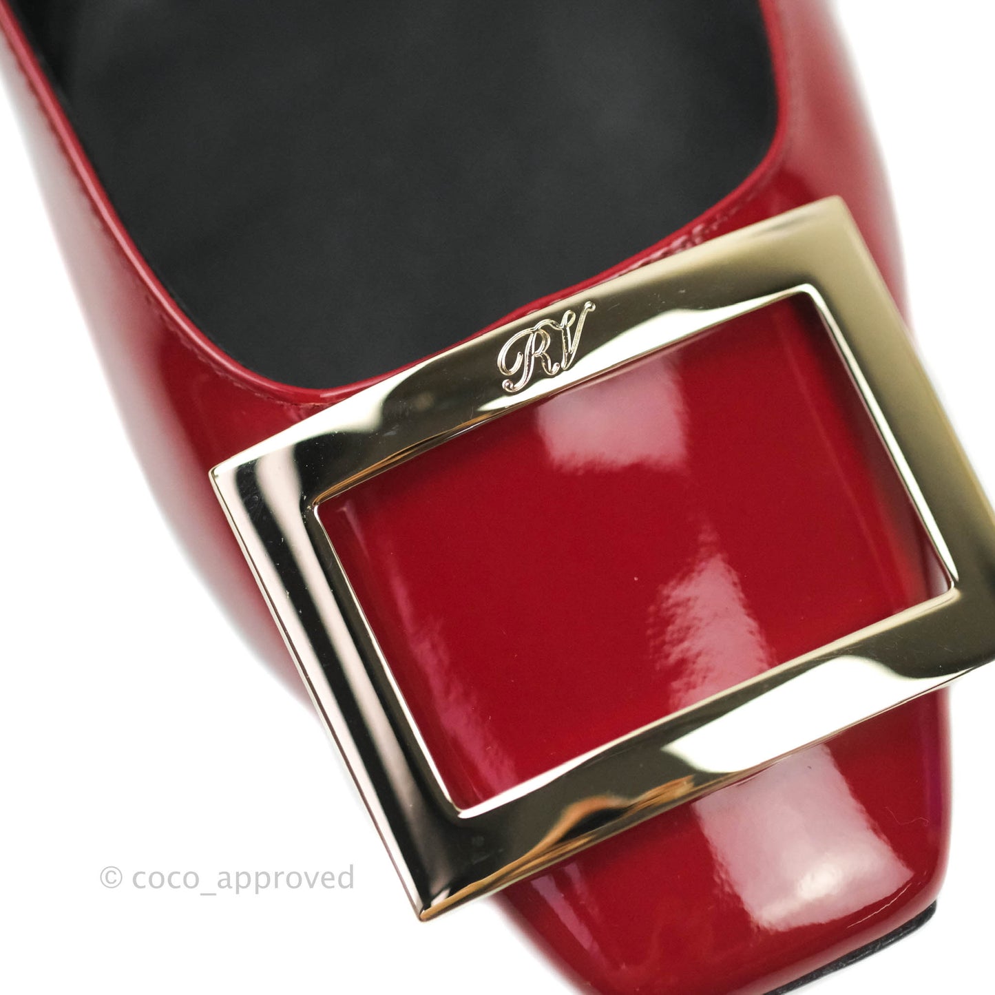 Roger Vivier Ballerina Patent Ballet Flats In Red Gold Hardware