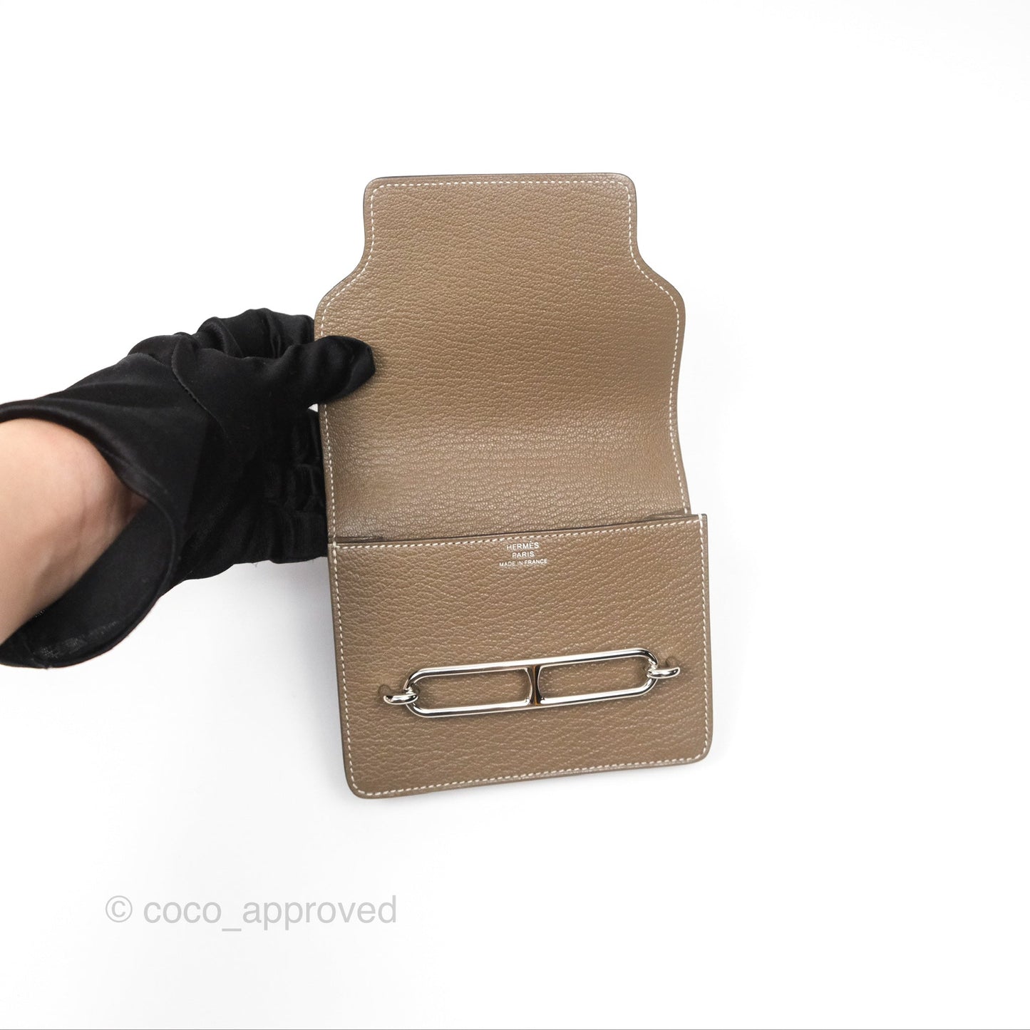 Hermès Roulis Slim Wallet Etoupe Chevre Mysore Palladium Hardware