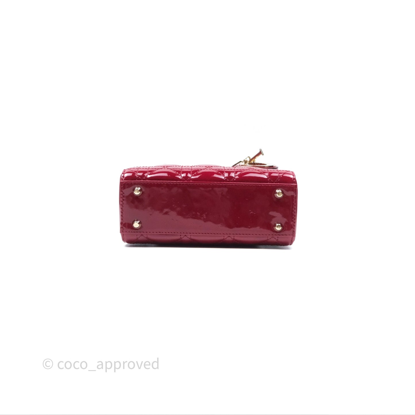 Christian Dior Mini Lady Dior Red Patent Cannage Gold Hardware
