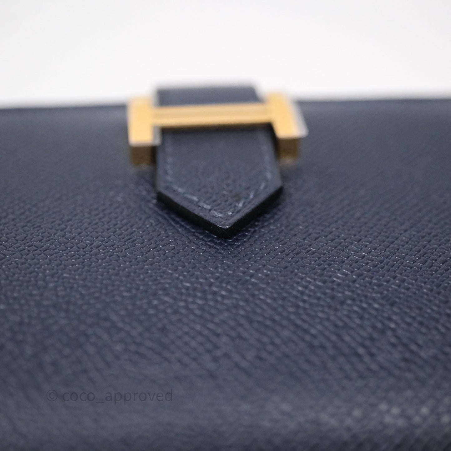 Hermès Bearn Mini Wallet Bleu Nuit 2Z Epsom Gold Hardware