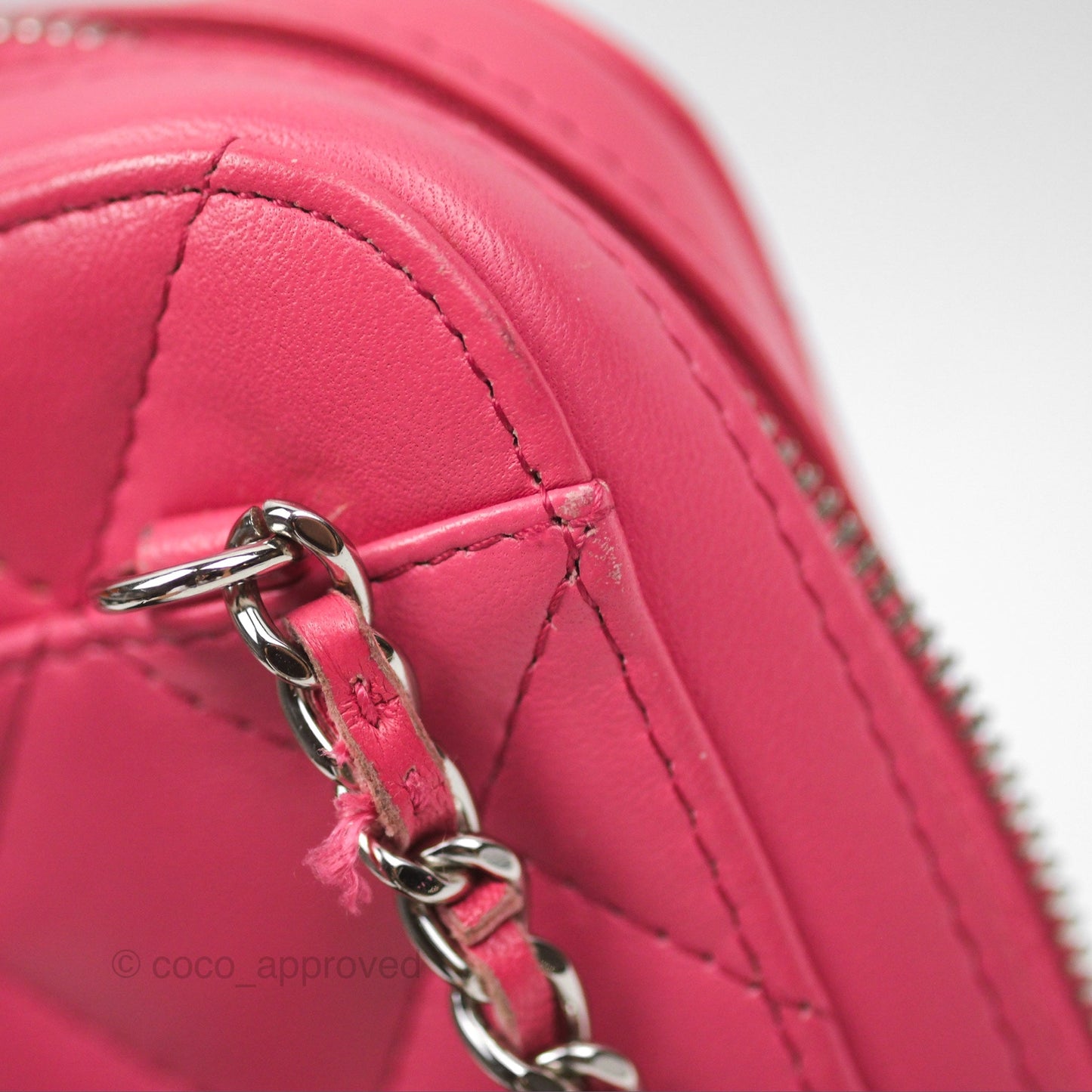 Chanel Quilted Phone Holder Pink Lambskin Silver Hardware