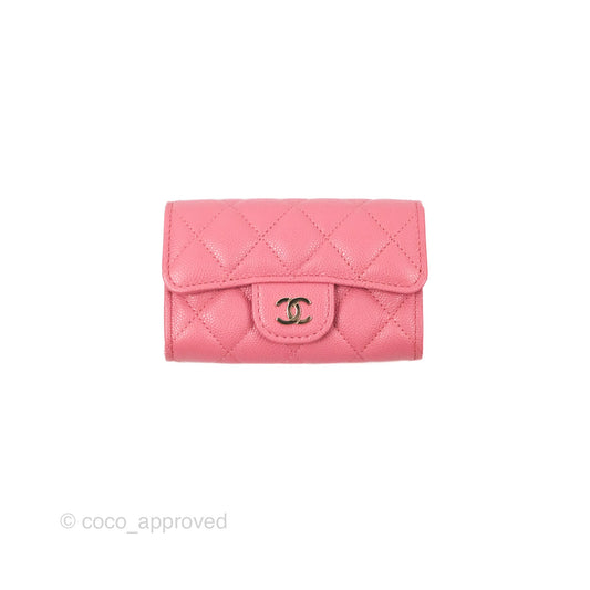 Chanel Quilted Flap Card Holder Pink Caviar Gold Hardware