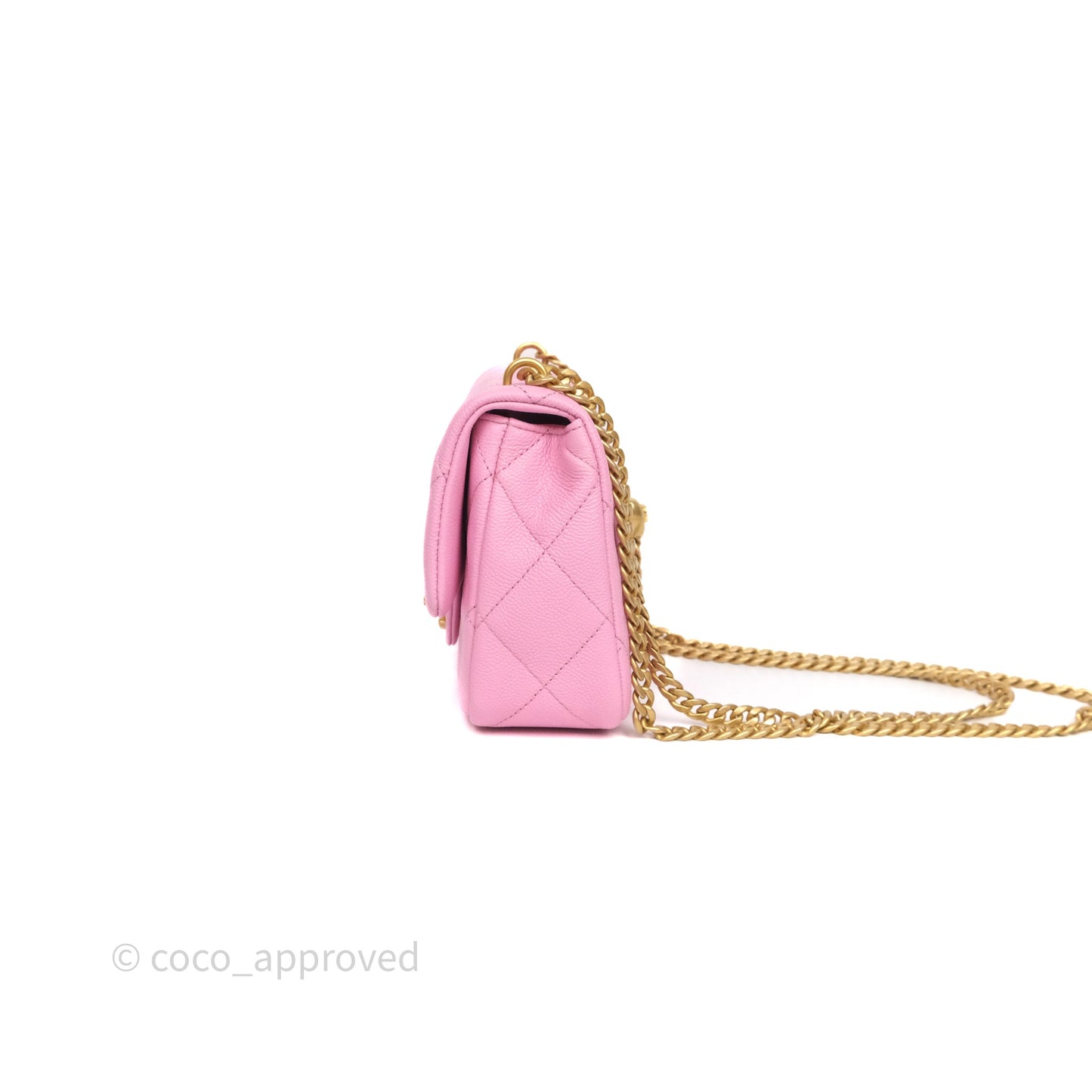 Chanel Heart Crush Mini Flap Bag Pink Caviar Aged Gold Hardware
