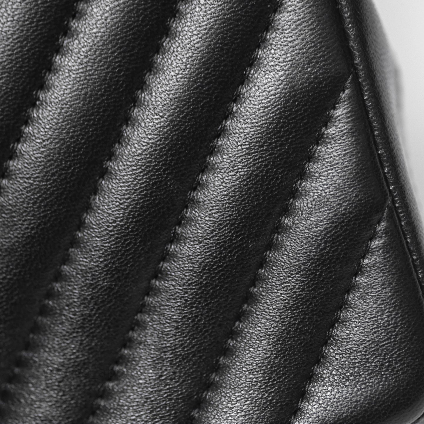 Chanel Mini Square Flap Chevron Black Lambskin Aged Gold Hardware