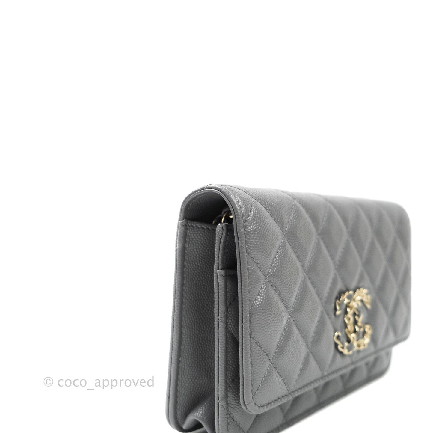 Chanel Wallet On Chain WOC Caviar Grey Gold Hardware