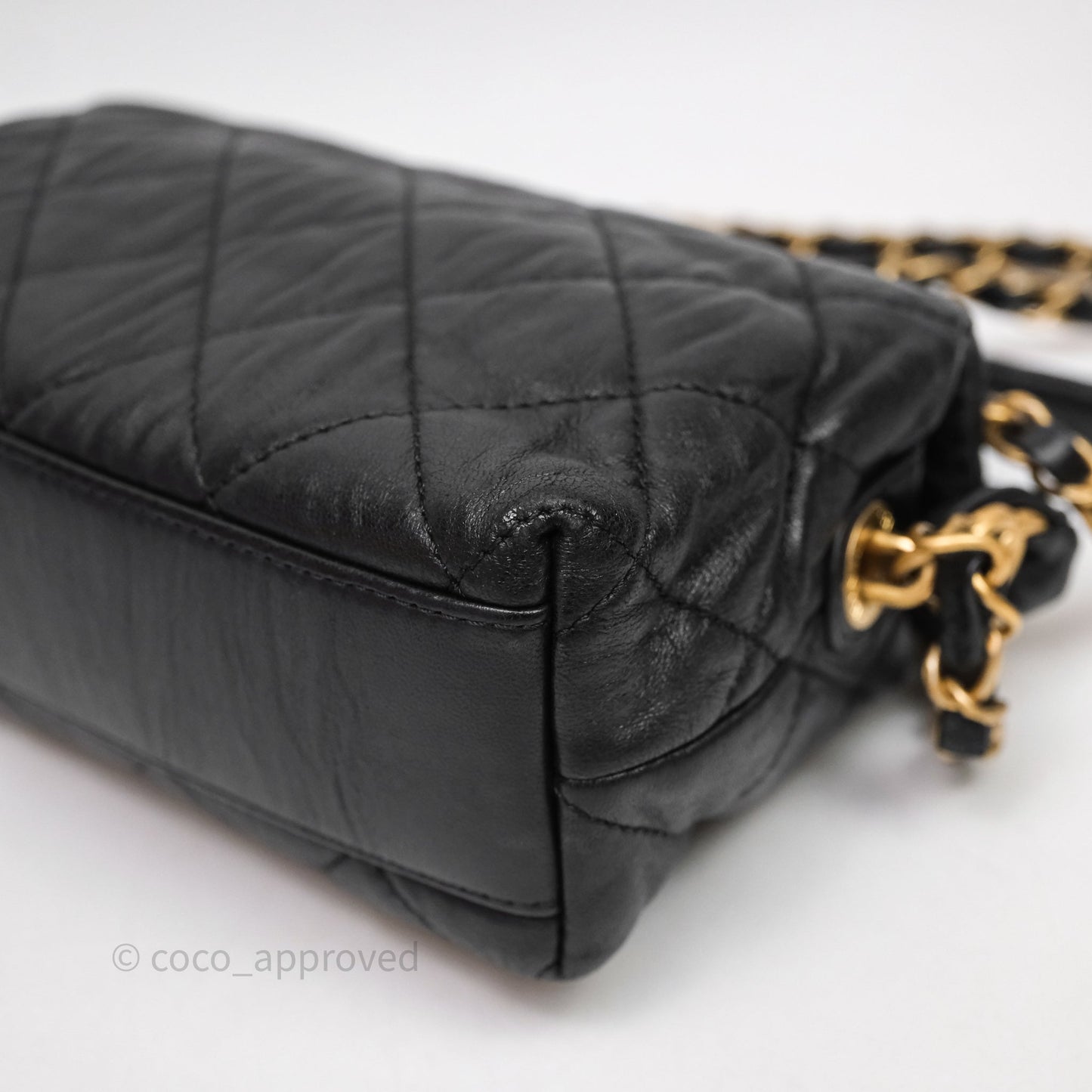 Chanel Small Hobo Bag Crumpled Black Lambskin Aged Gold Hardware
