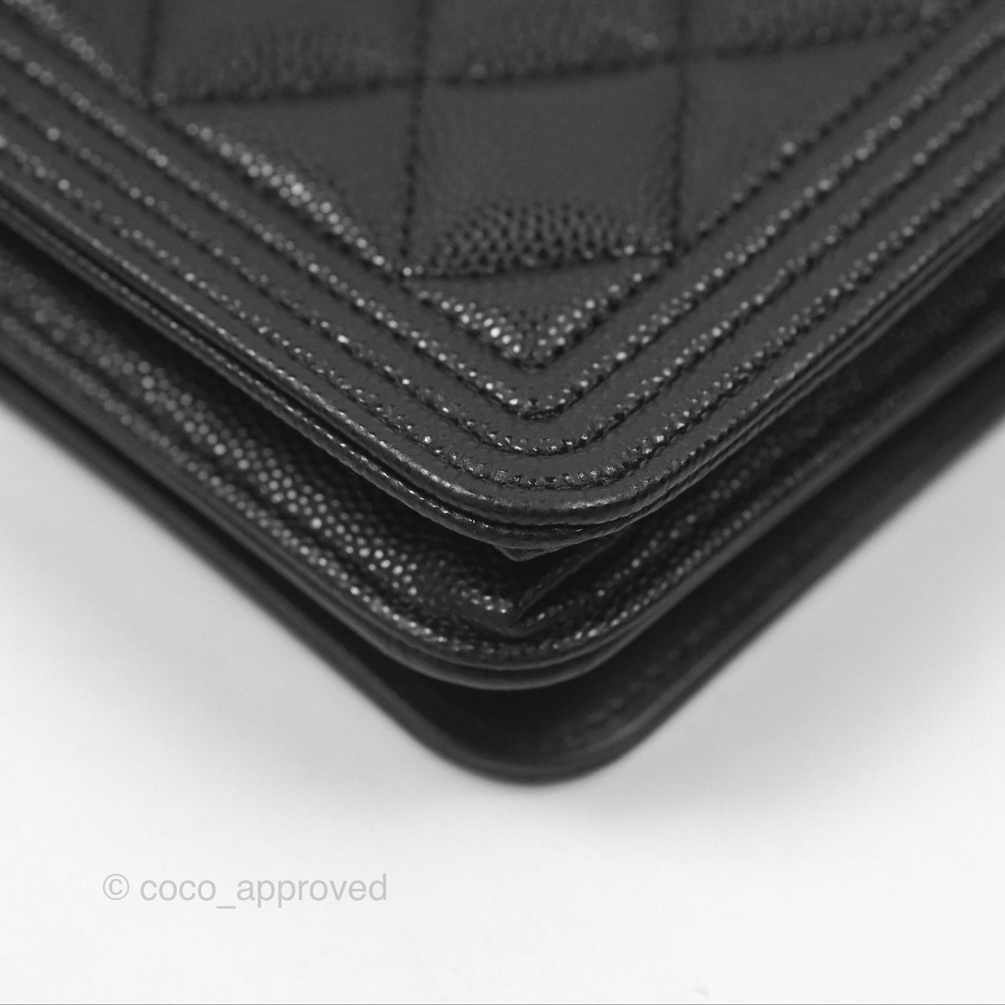 Chanel Quilted Boy Wallet on Chain WOC Black Caviar Age Gold Hardware