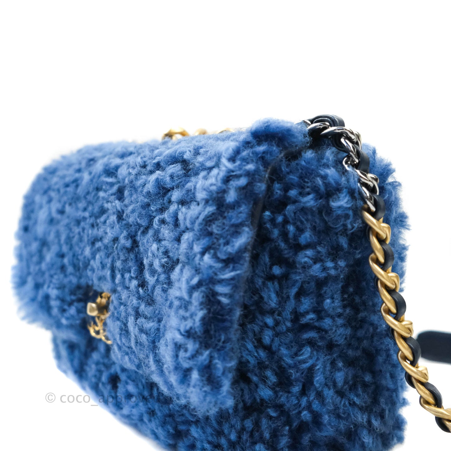 Chanel 19 Medium Shearling Blue Mixed Hardware 20A