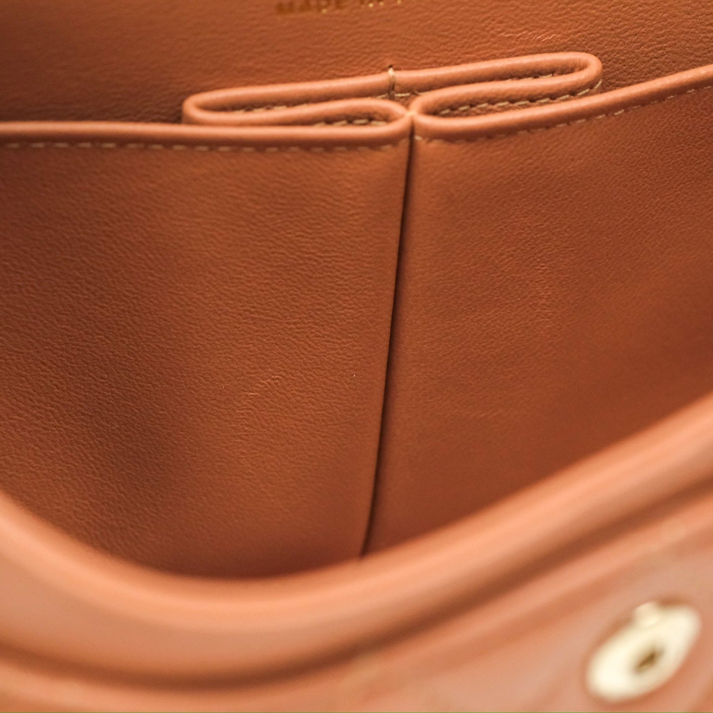 Chanel Small Quilted Classic Flap Dark Caramel Beige Lambskin Gold Hardware
