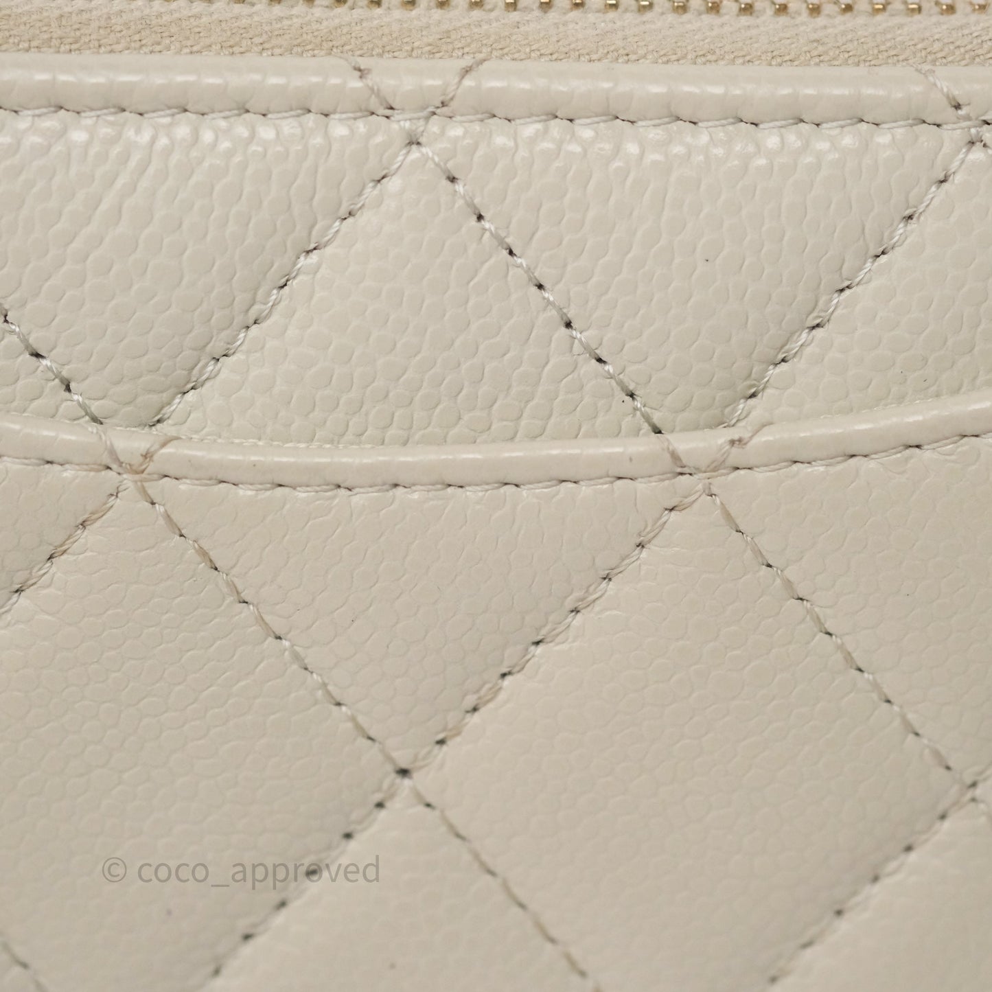 Chanel Zipper Card Holder Wallet Light Grey Caviar Gold Hardware