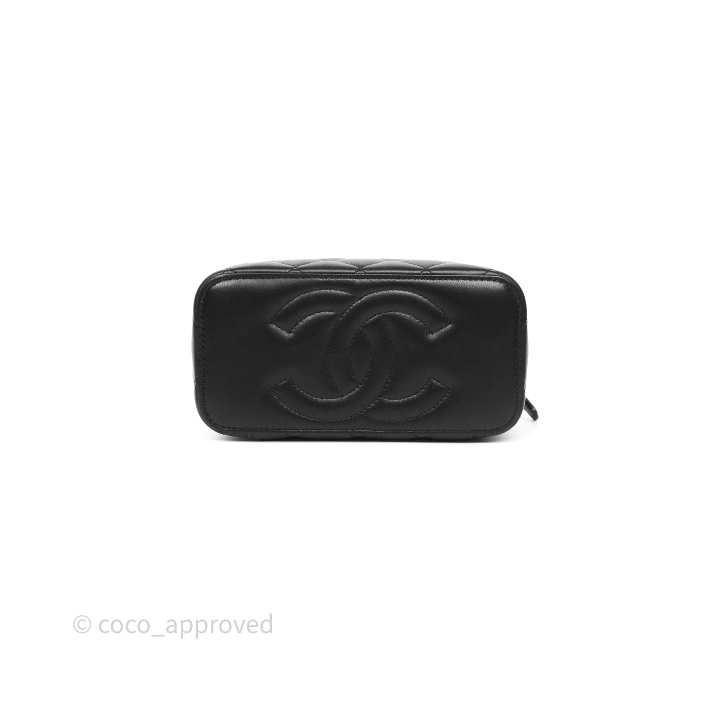 Chanel Vanity with COCO Heart Chain Black Lambskin Aged Gold Hardware