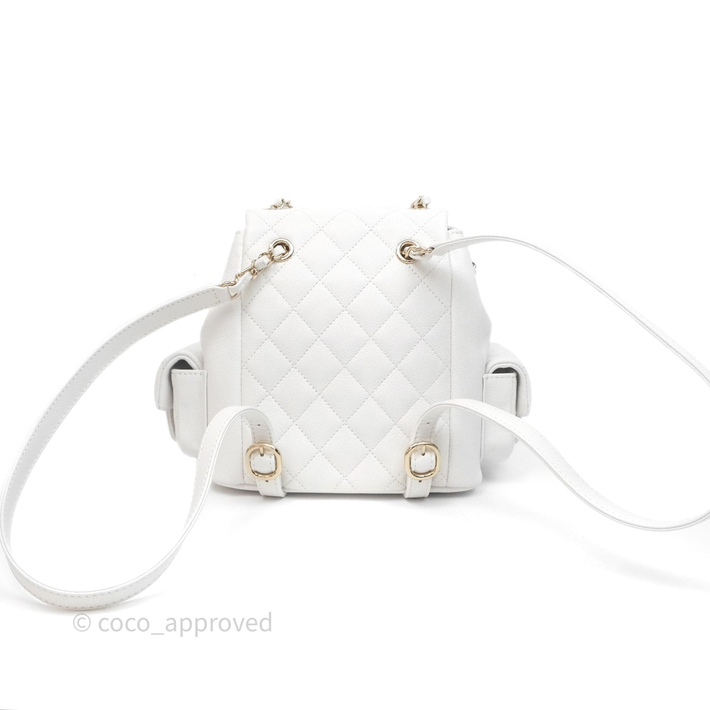 Chanel Small Duma Backpack White Caviar Gold Hardware
