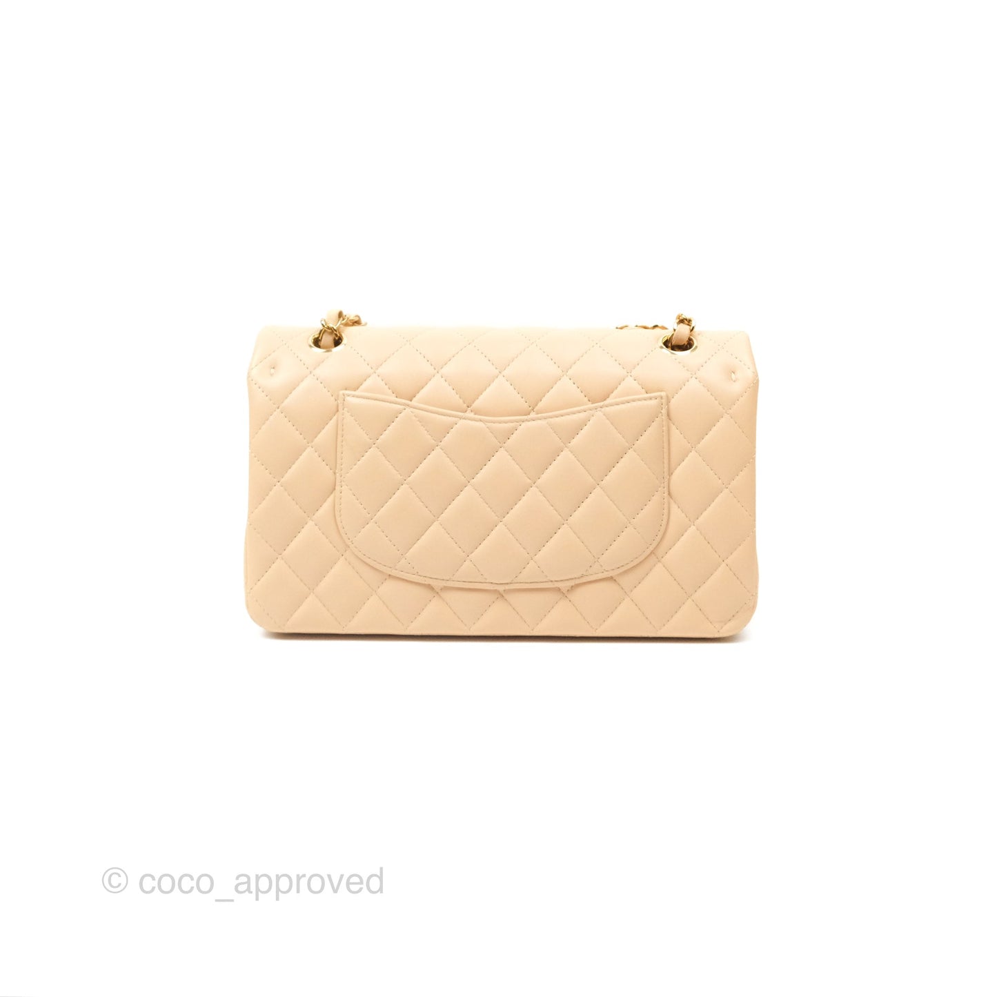 Chanel Classic M/L Medium Flap Quilted Beige Lambskin Gold Hardware