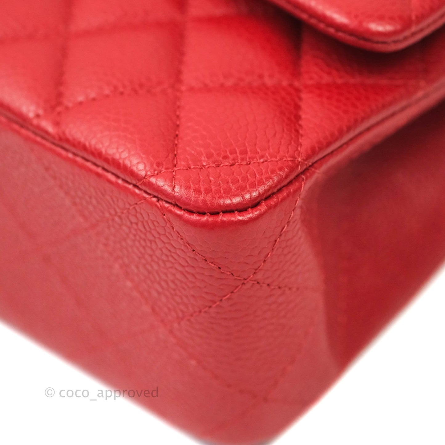 Chanel Classic M/L Medium Double Flap Red Caviar Silver Hardware