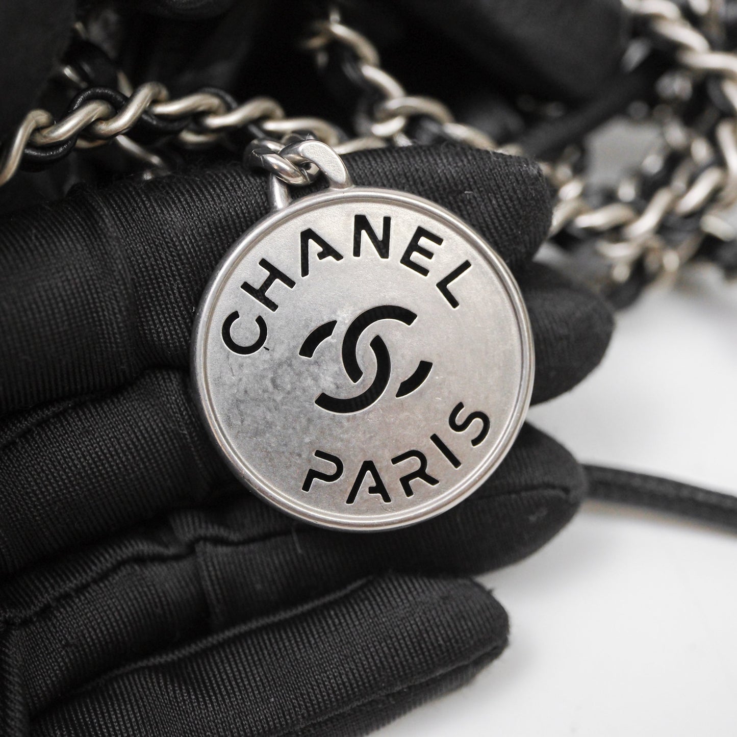 Chanel 22 Mini Bag Black Shiny Crumpled Calfskin Matte Silver Hardware
