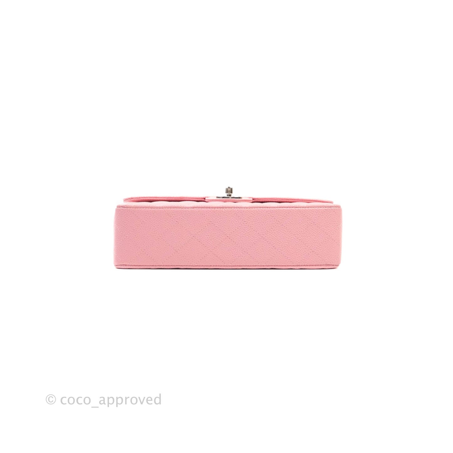 Chanel Quilted M/L Medium Double Flap Pink Caviar Silver Hardware