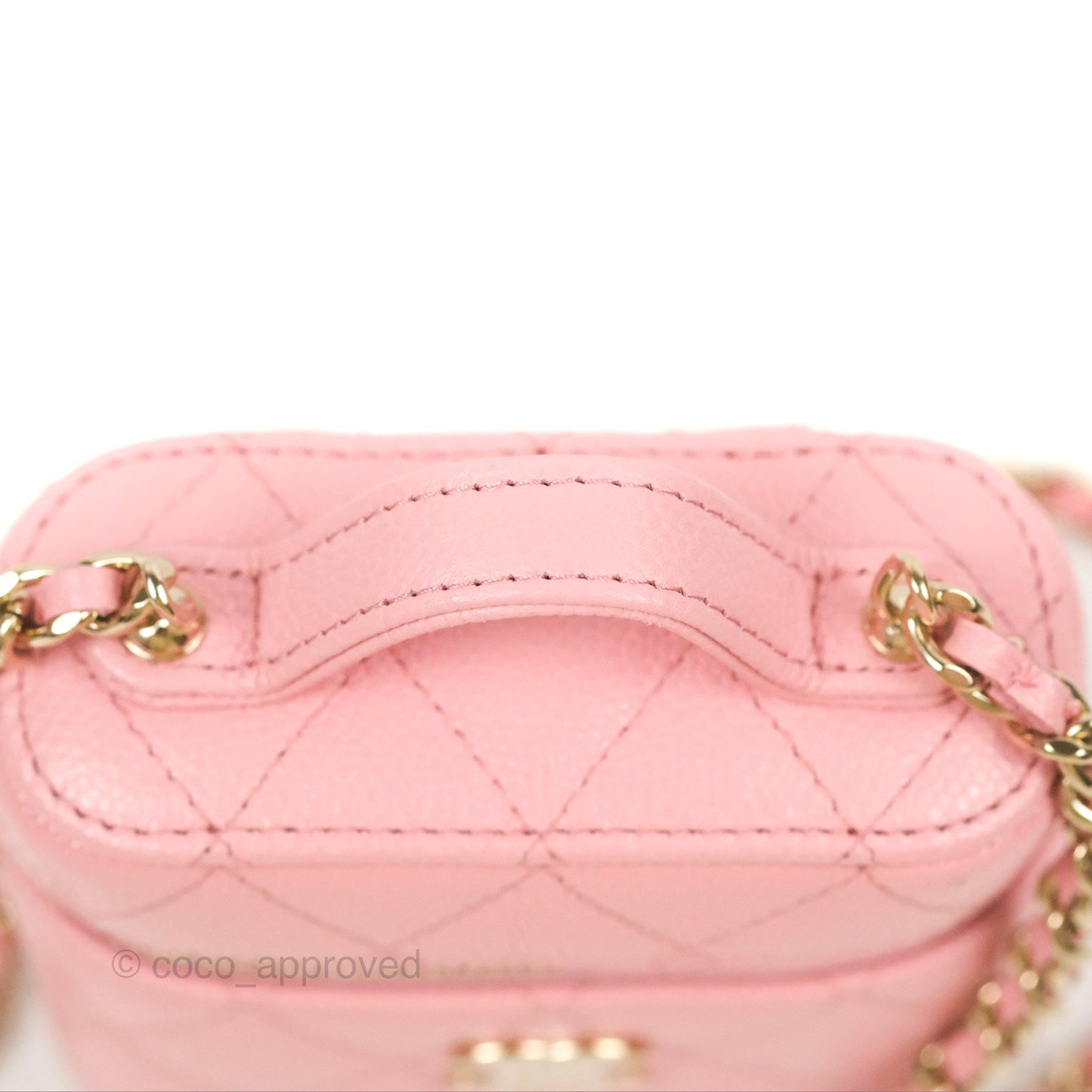 Chanel Quilted Small Handle With Care Vanity Case With Chain Pink Caviar Gold Hardware