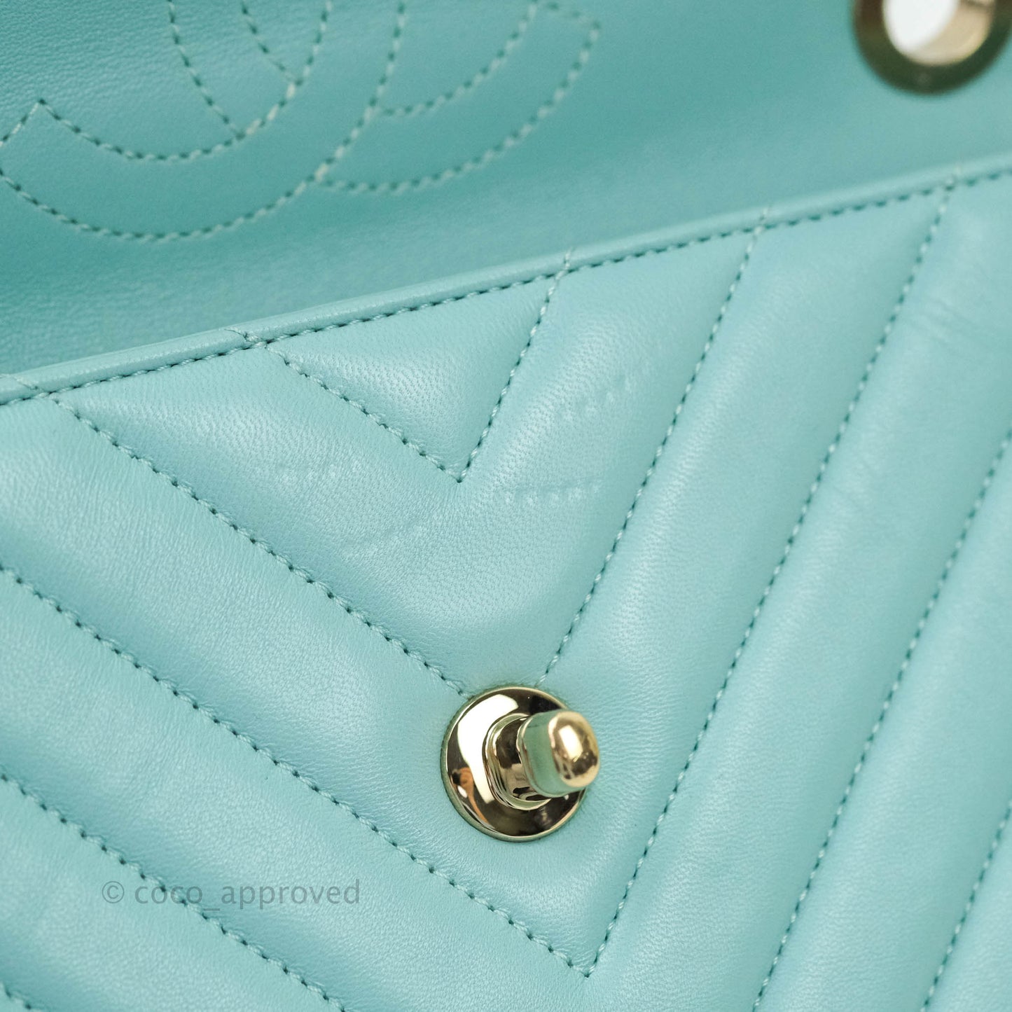 Chanel Trendy CC Chevron Lambskin Flap Bag Tiffany Blue Gold Hardware