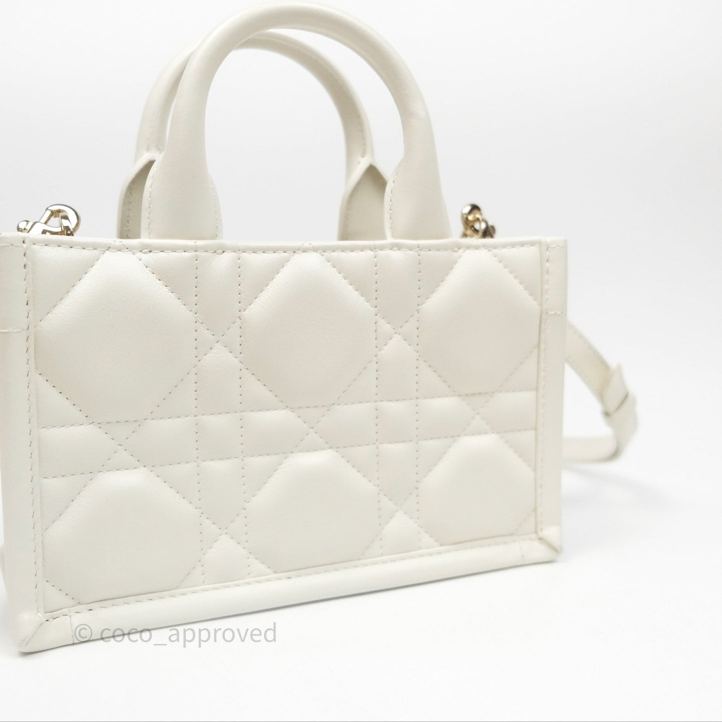 Christian Dior Mini Dior Book Tote Latte Macrocannage Calfskin Gold Hardware