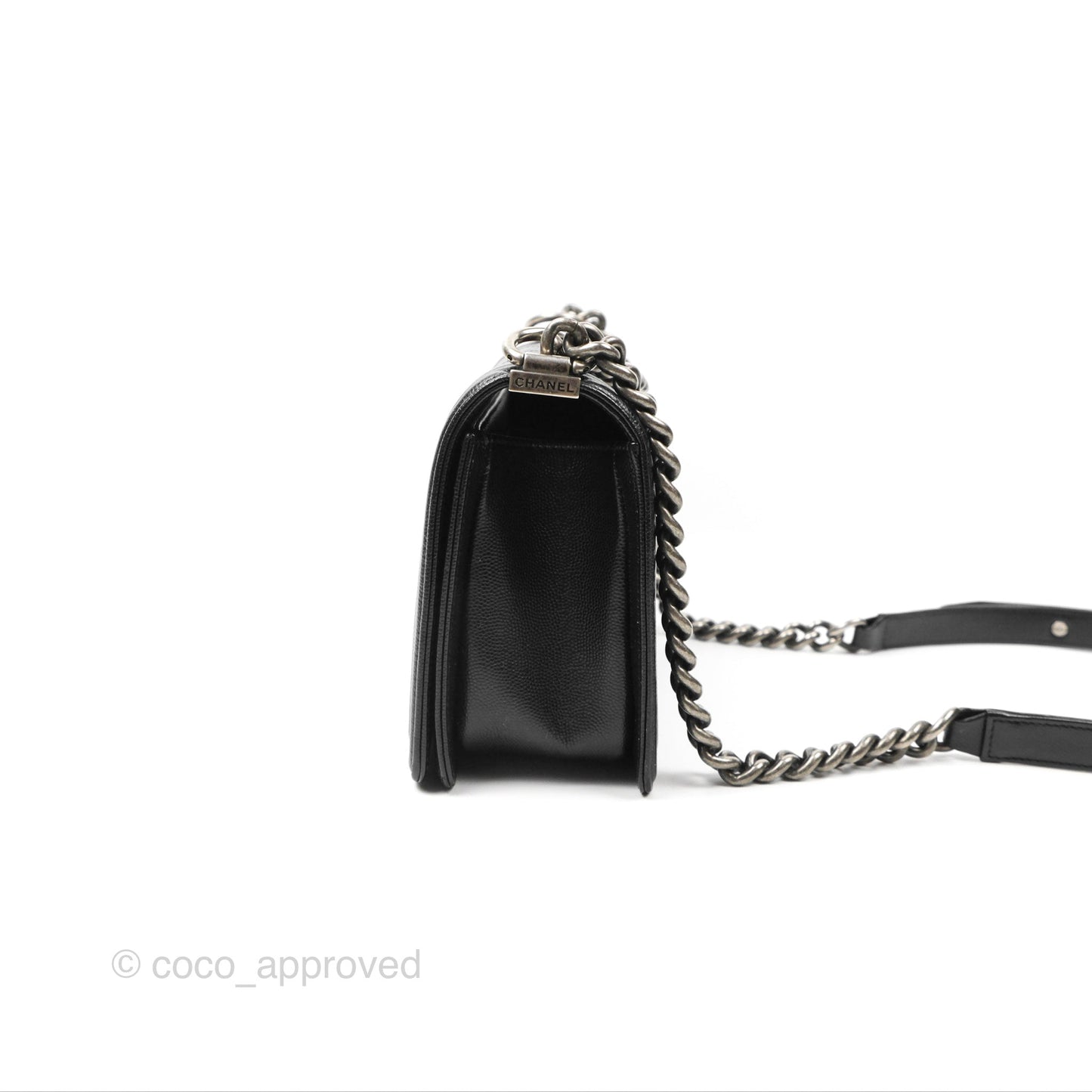 Chanel Boy Quilted Medium Black Caviar Ruthenium Hardware