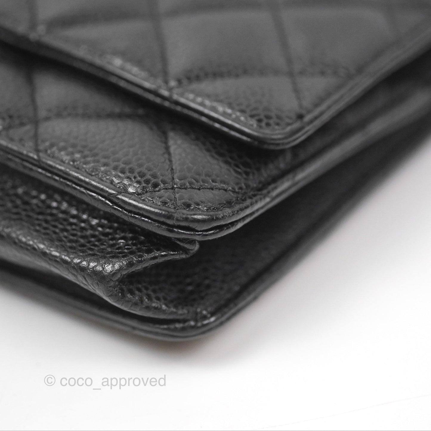 Chanel Quilted Classic Wallet On Chain WOC Black Caviar Silver Hardware