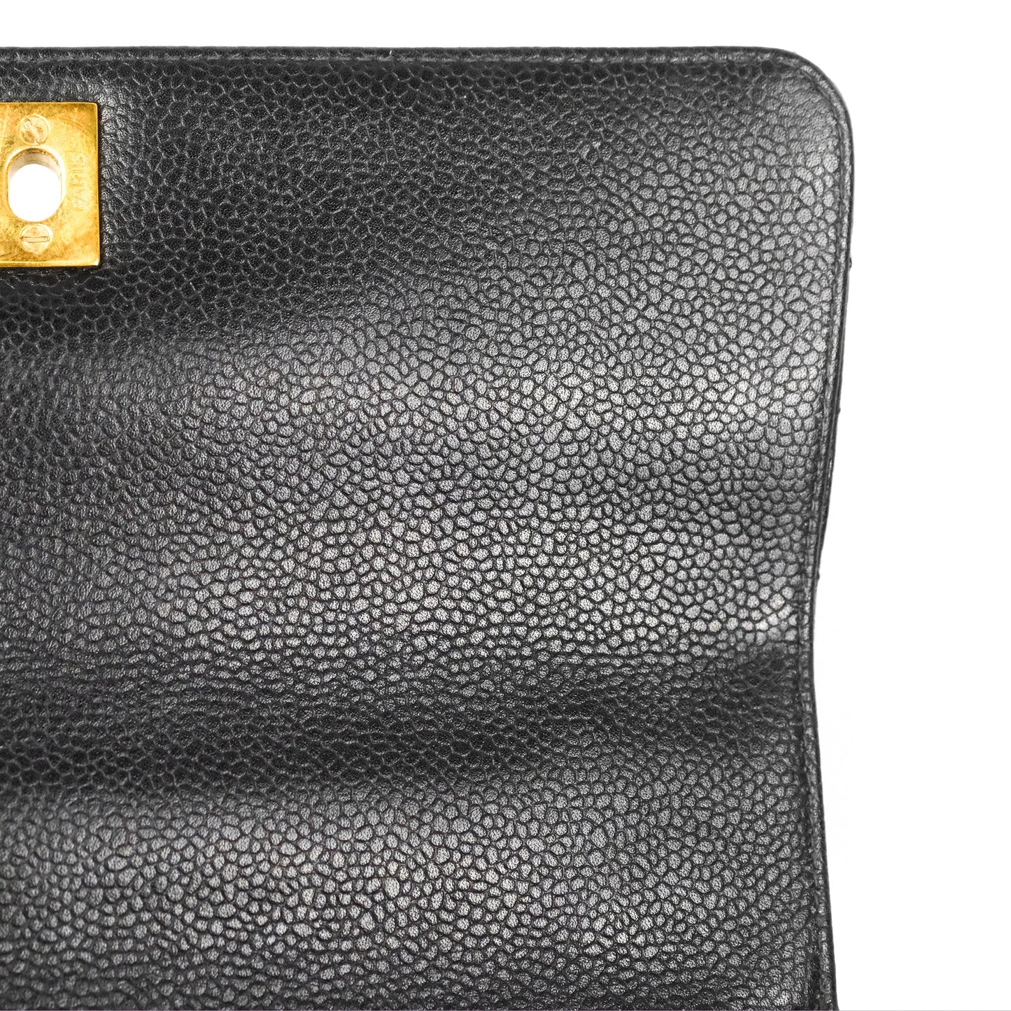 Chanel Vintage Kelly Quilted Flap Bag Black Caviar 24K Gold Hardware
