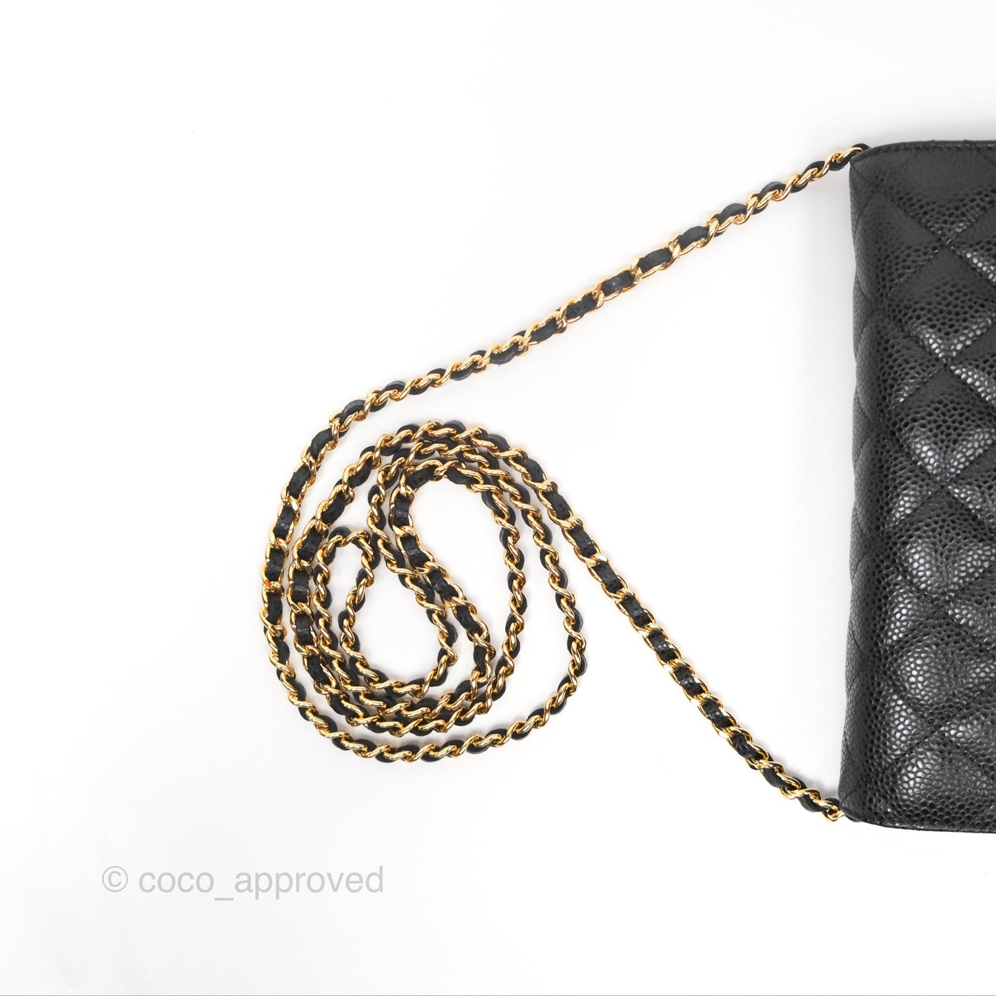 Chanel Classic Wallet On Chain WOC Quilted Black Caviar Gold Hardware