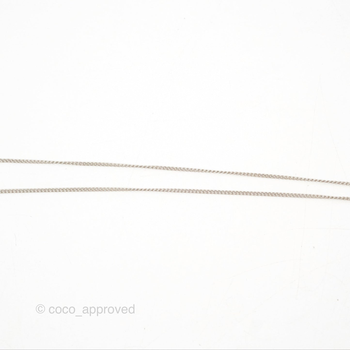 Chanel Crystal CC Pearl Drop Necklace Silver Tone 11P