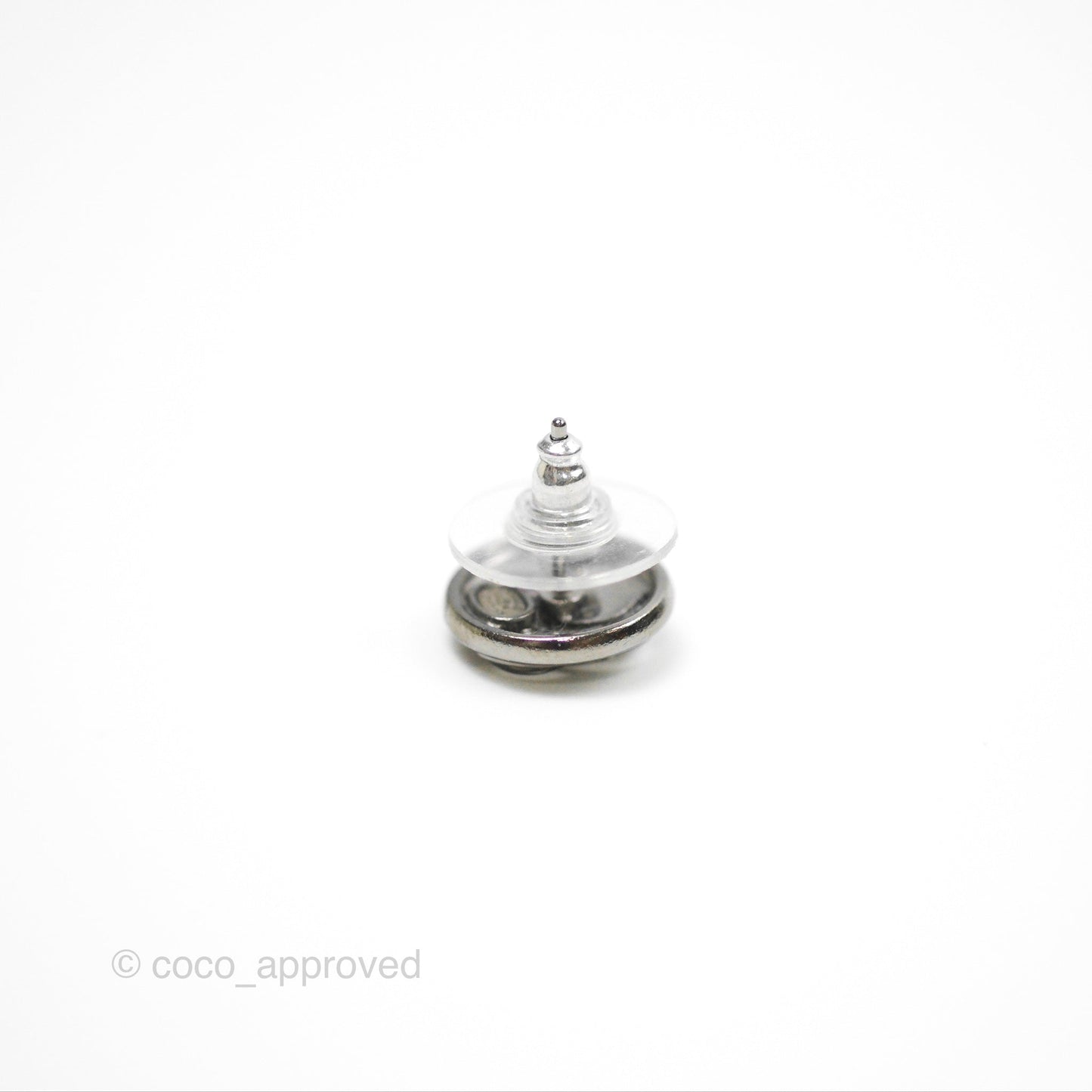 Chanel CC Round Earrings Ruthenium Tone 18K
