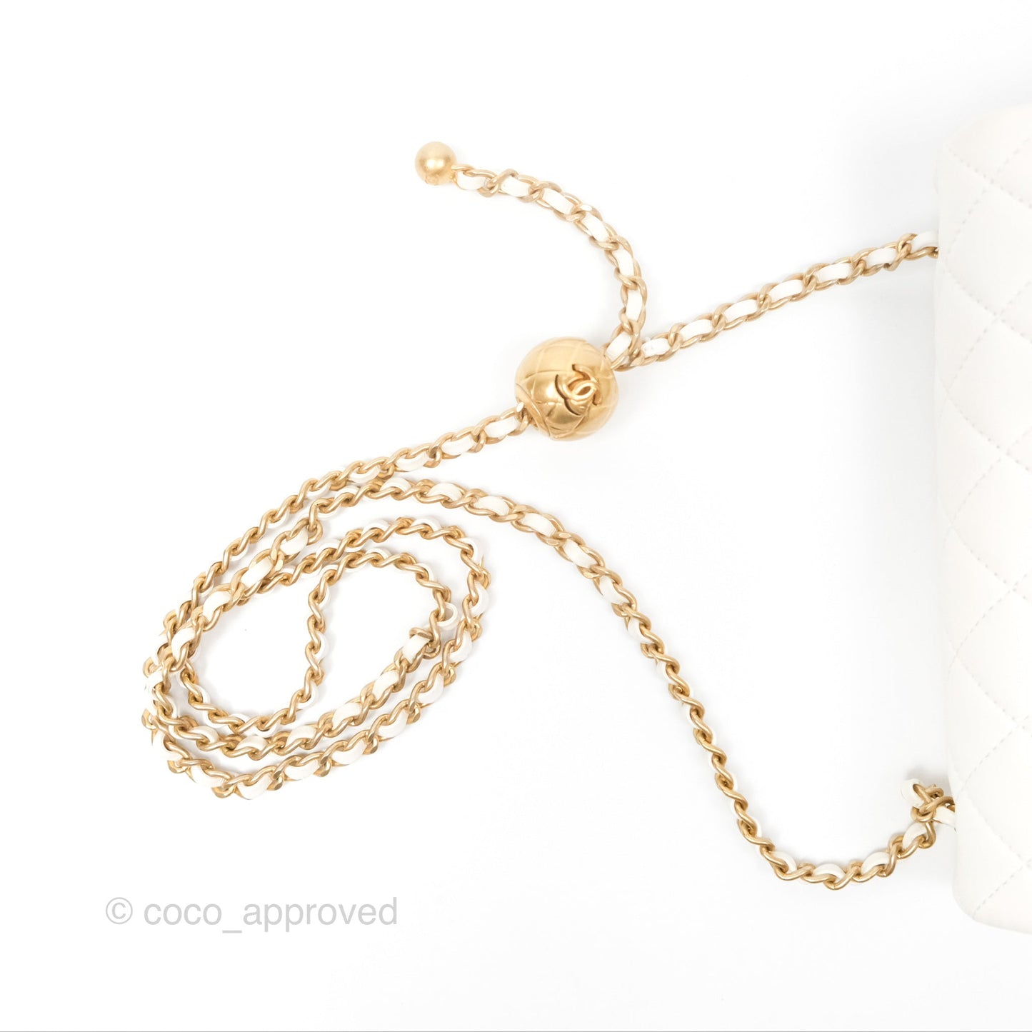 Chanel Mini Rectangular Pearl Crush Quilted White Lambskin Aged Gold Hardware