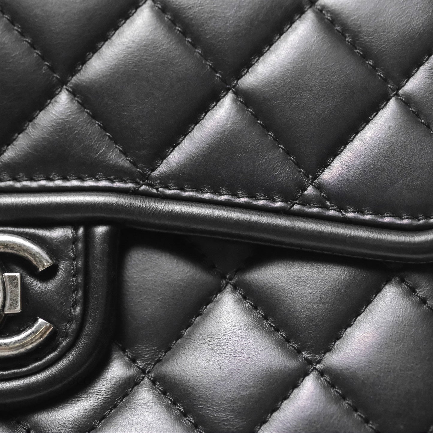 Chanel Quilted Large Prestige Top Handle Flap Calfskin Black Ruthenium Hardware