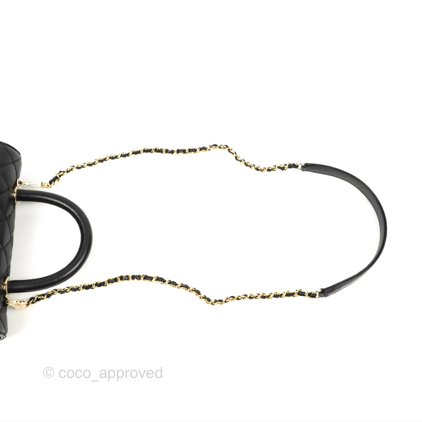 Chanel Small Quilted Coco Handle Black Caviar Gold Hardware