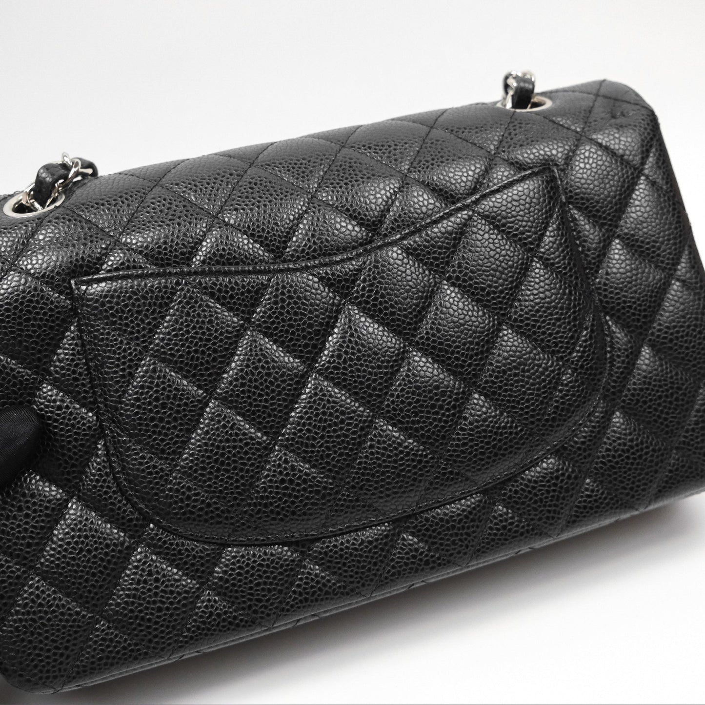 Chanel Classic M/L Medium Flap Quilted Black Caviar Silver Hardware