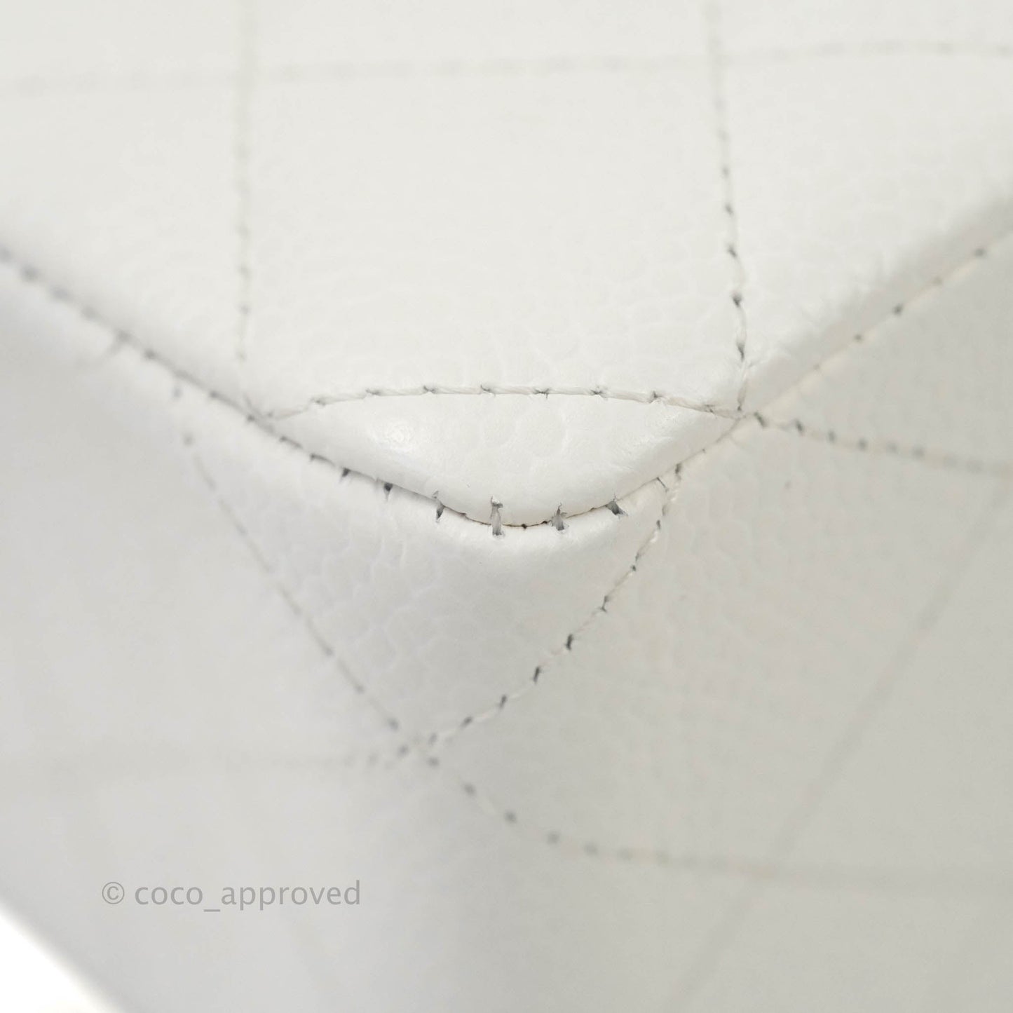 Chanel Quilted M/L Medium Double Flap White Caviar Silver Hardware