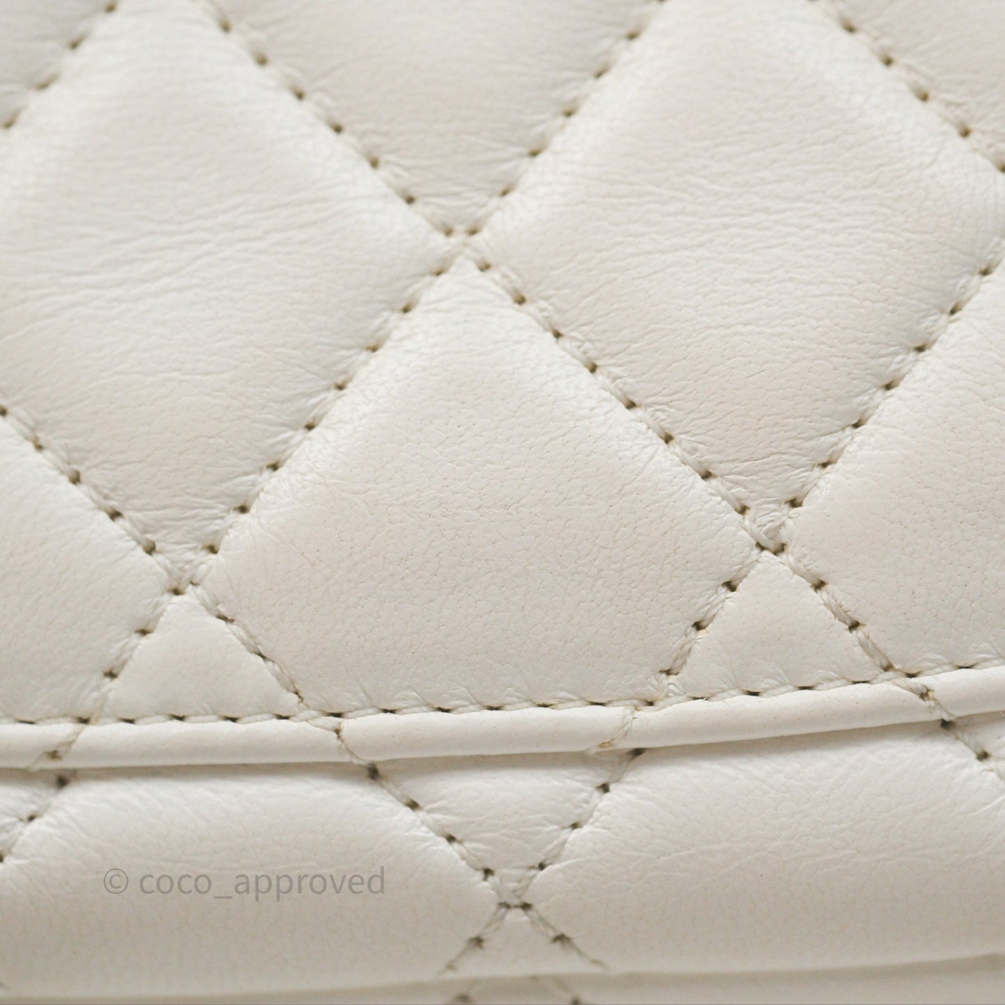 Chanel Mini Rectangular Pearl Crush Quilted White Lambskin Aged Gold Hardware