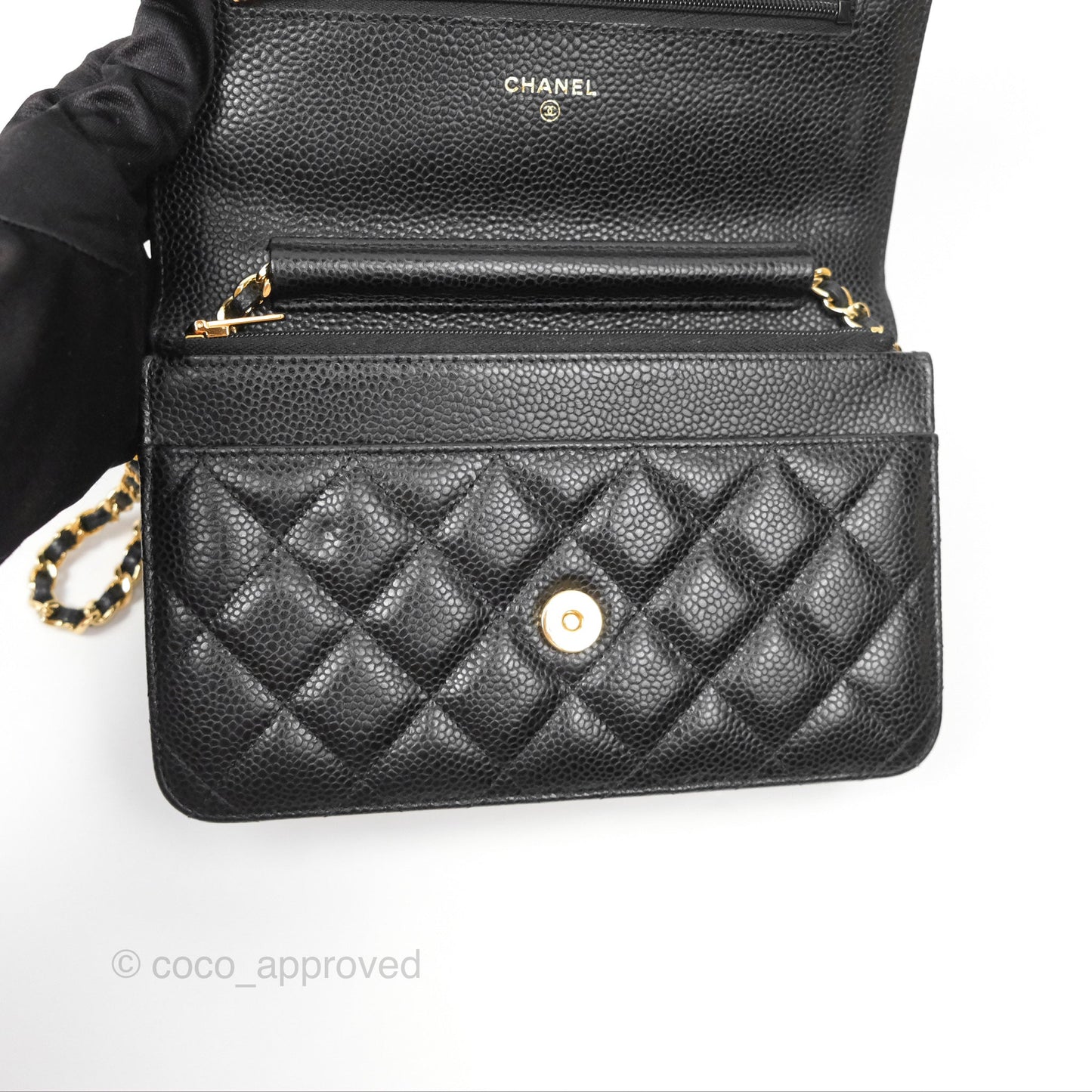 Chanel Classic Wallet on Chain WOC Quilted Black Caviar Gold Hardware