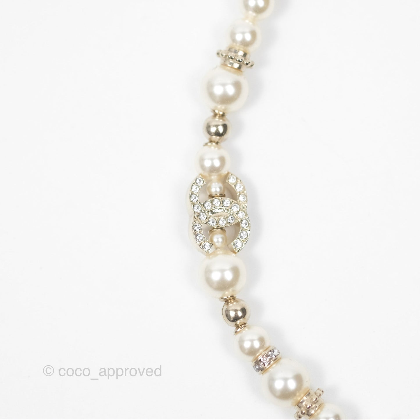Chanel Crystal CC Star Pearl Choker Silver Tone 24V