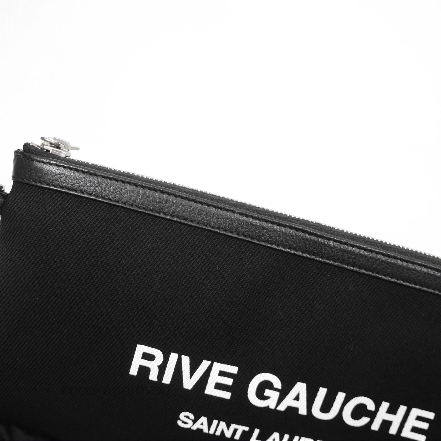 Saint Laurent Rive Gauche Zippered Pouch Black Canvas