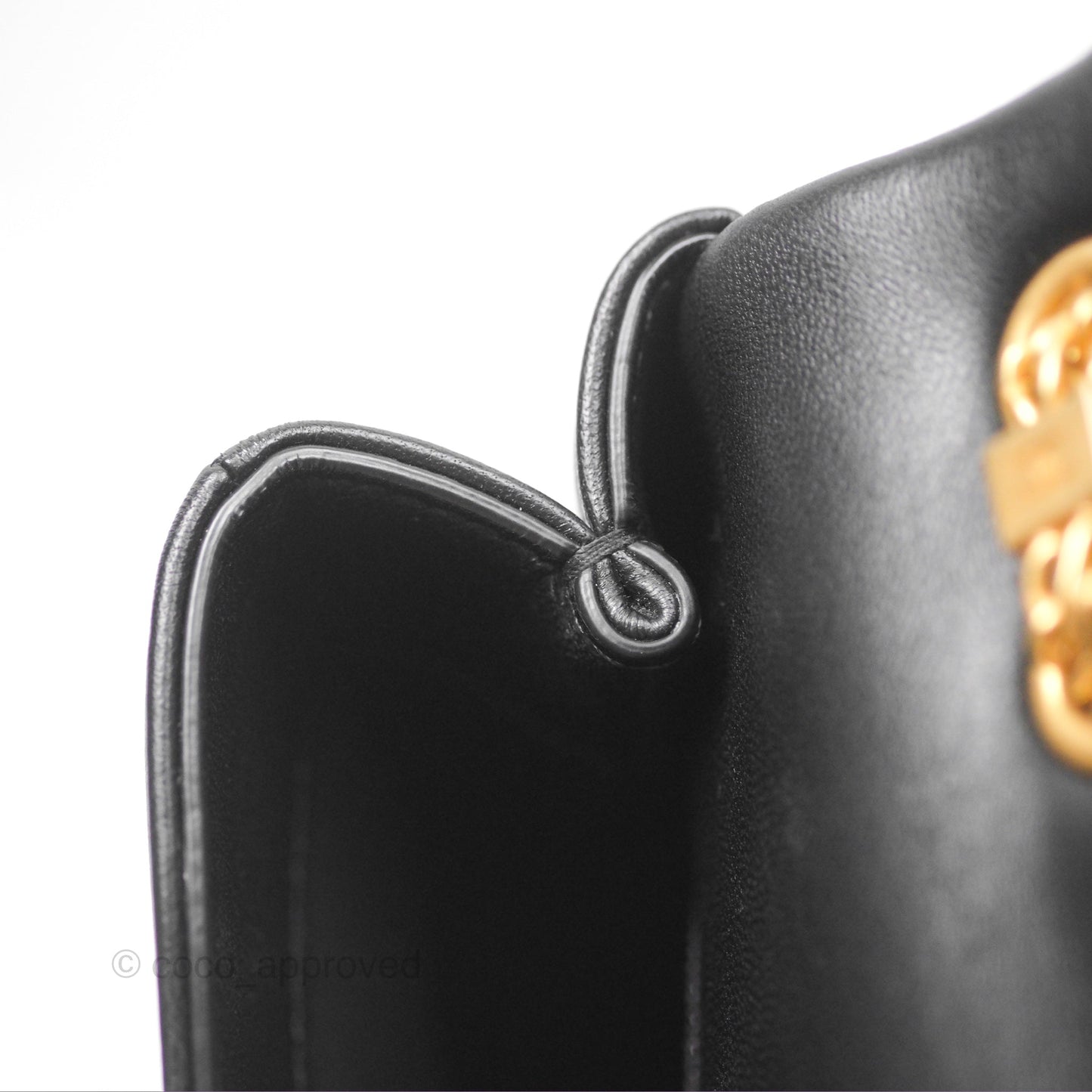 Chanel Small Chain Flap Bag Black Lambskin Aged Gold Hardware 22A