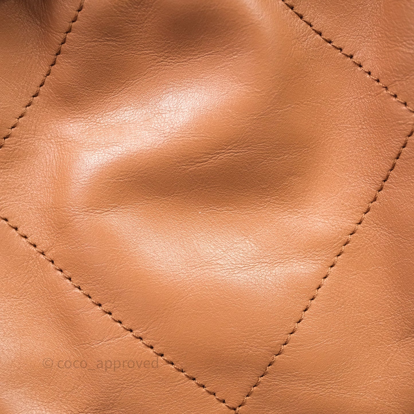 Chanel 22 Small Caramel Beige Shiny Calfskin Aged Gold Hardware