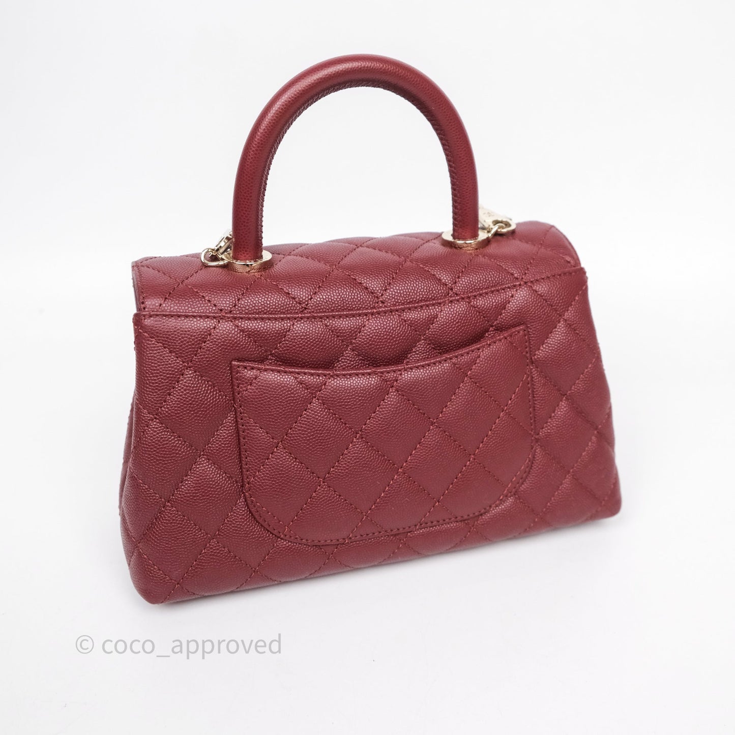 Chanel Small Coco Handle Quilted Red Burgundy Caviar Gold Hardware