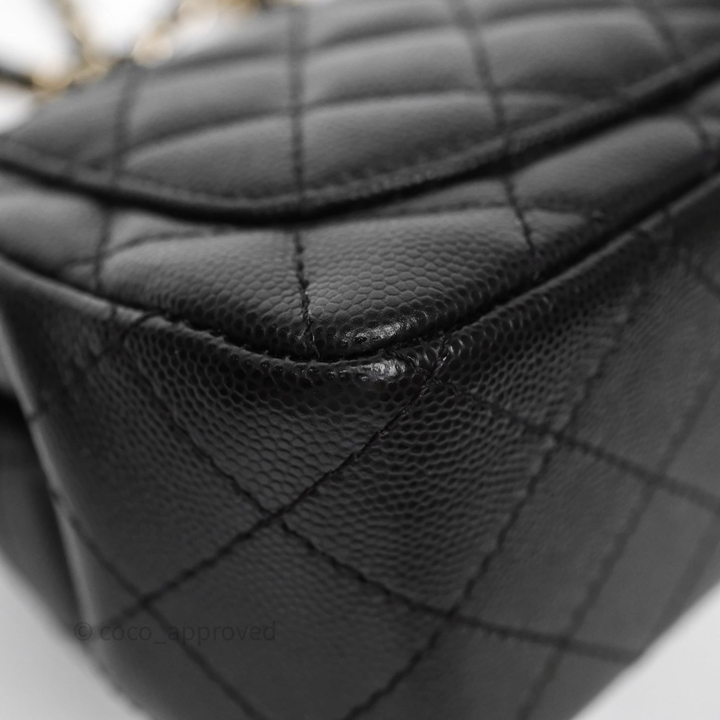 Chanel Mini Square Black Caviar Gold Hardware